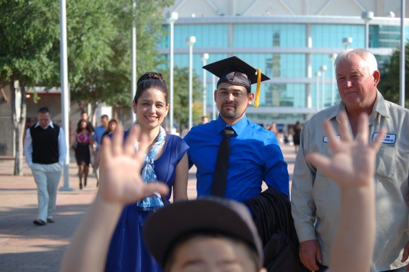 Leaving the Graduation (marshal's photobomb)