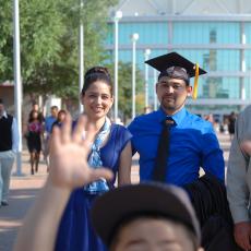 Leaving the Graduation (marshal's photobomb)